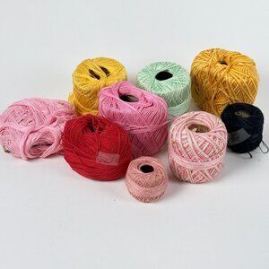 J&P Coats Knit Embroidery Crochet Thread Lot of 9 Multicolored Cotton Used Condi